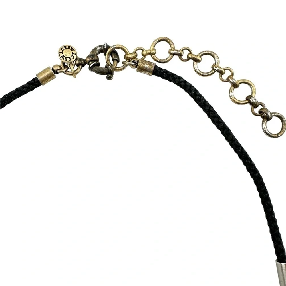 J Crew Necklace, Slate Mint Green w Silver & Gold Tone Metal Slide & Black Cord